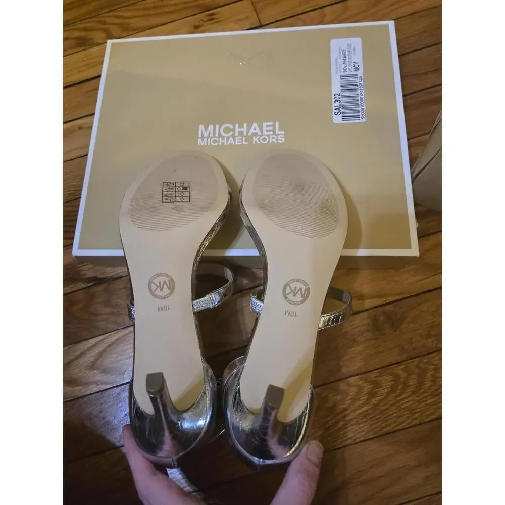Michael Kors Women's Metallic Strappy High Heel Sandals